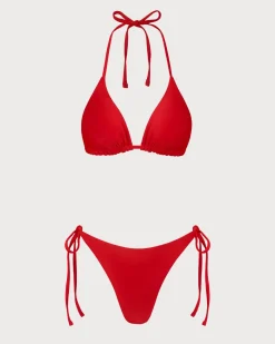 Red Floral Reversible Bikini Set