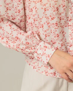Red Floral Ruched Shirt