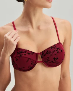 Red Floral Underwire Bikini Set