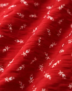 Red Floral V Neck Ruffle Maxi Dress