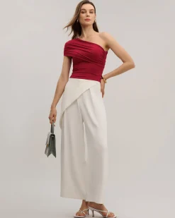 Red One Shoulder Slim Tee