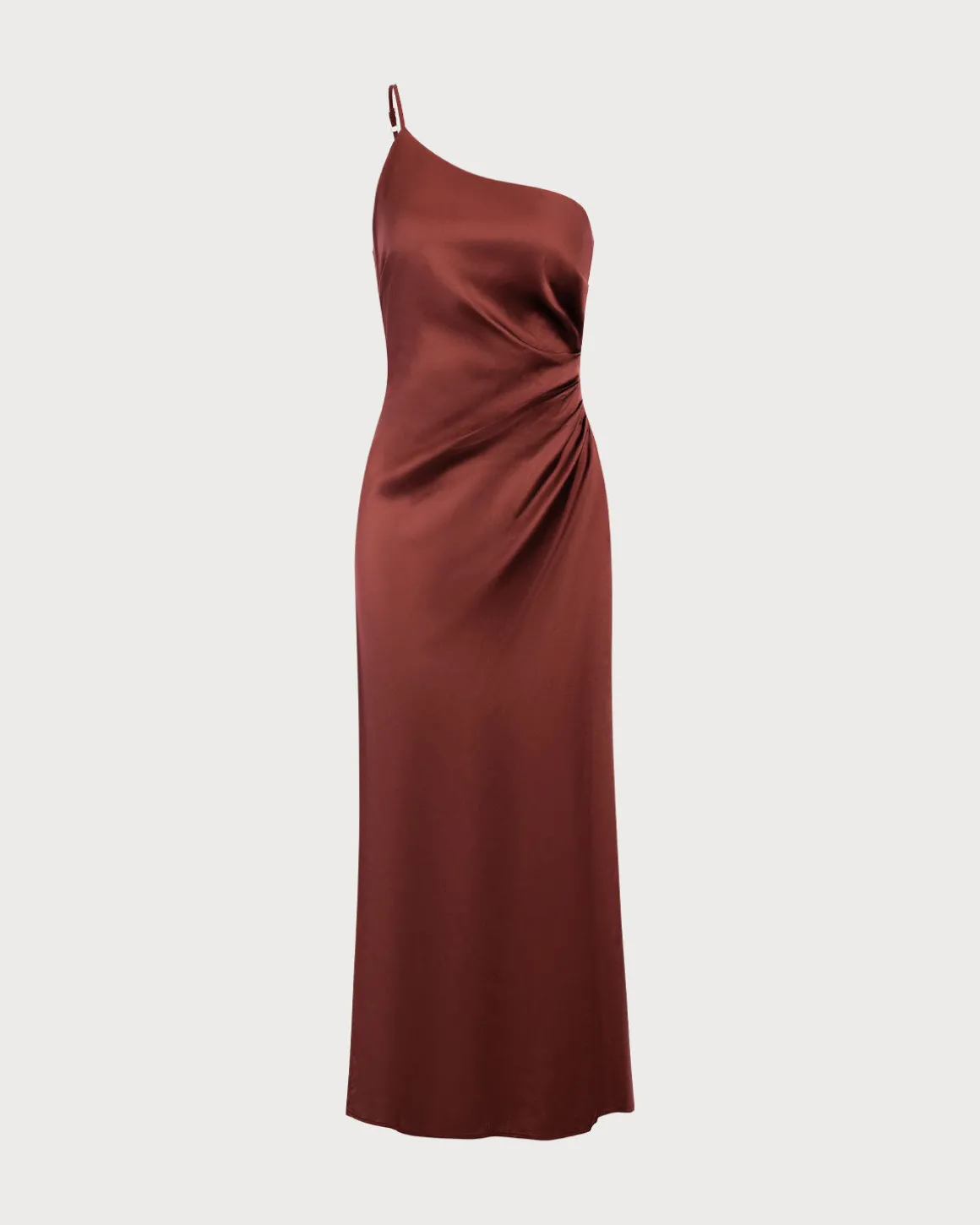Red One-shoulder Satin Maxi Dress