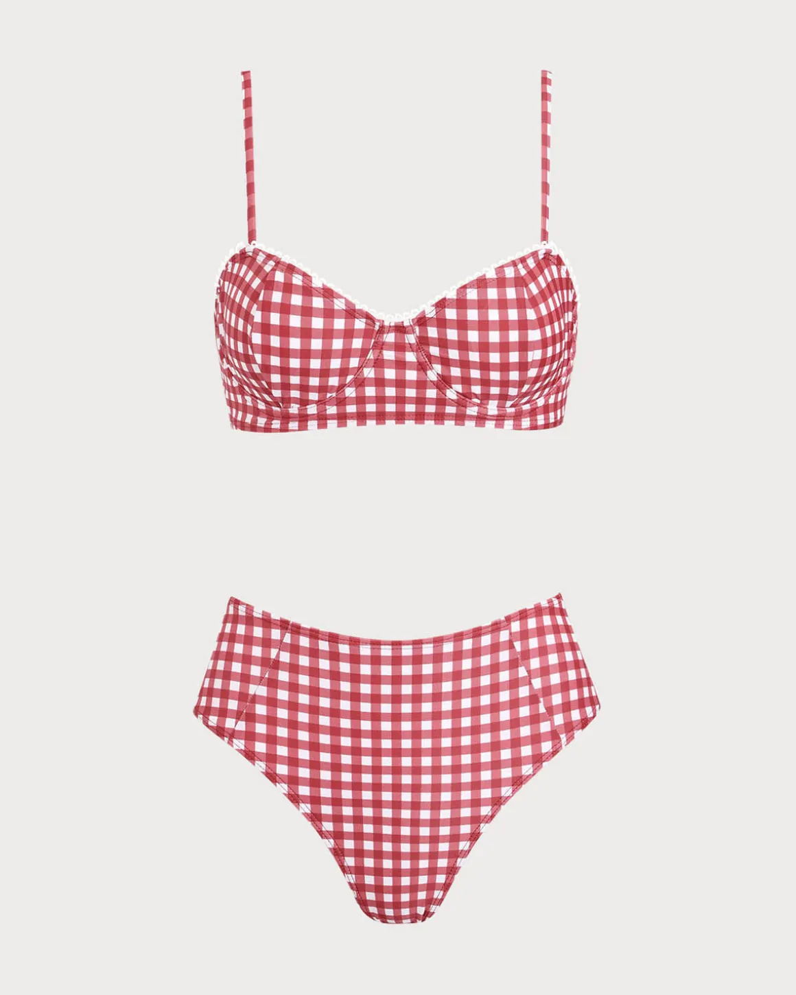 Red Plaid Tie-back Bikini Set