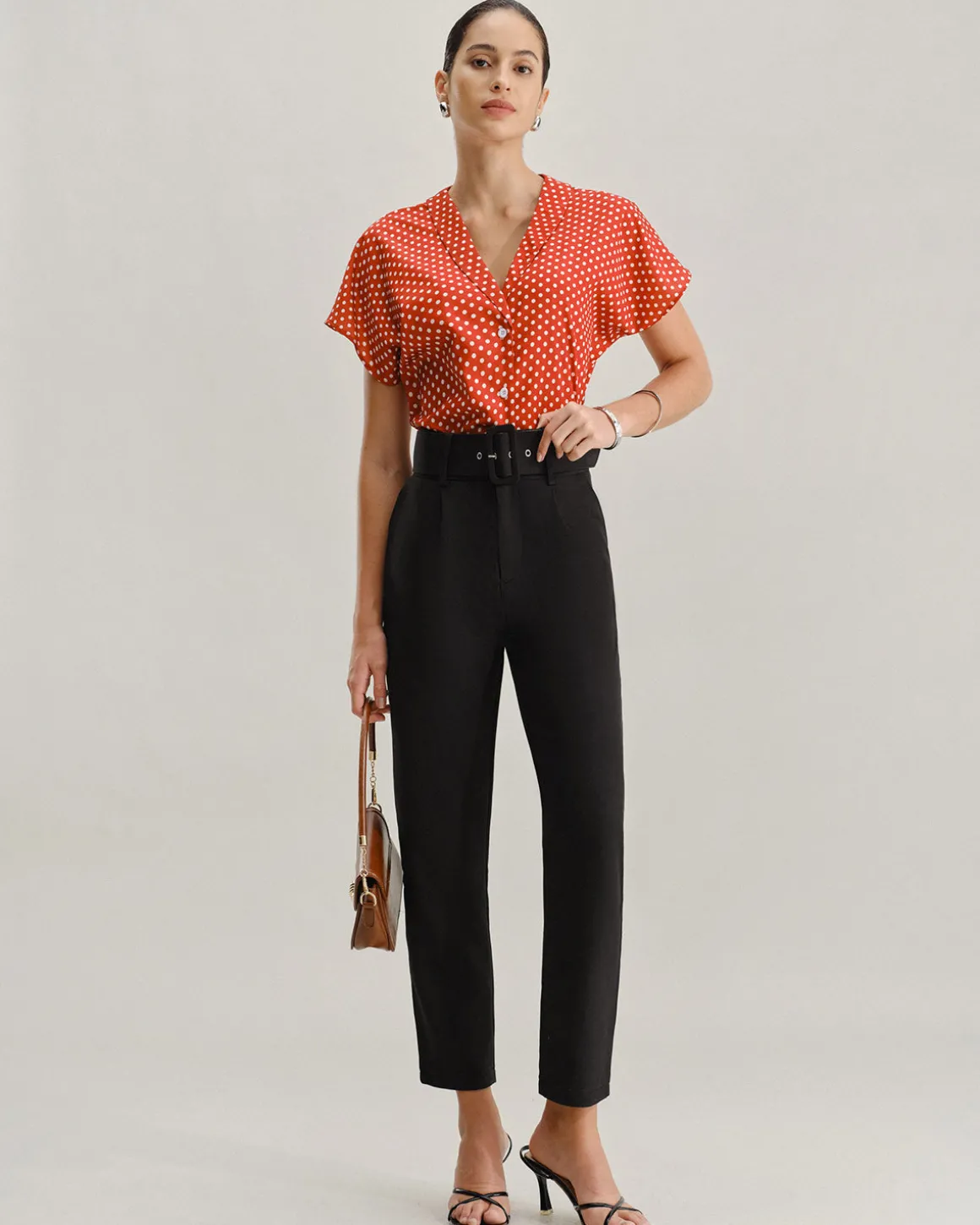 Red Polka Dot Button Blouse