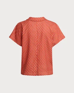 Red Polka Dot Button Blouse