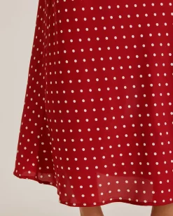 Red Polka Dot Halter Maxi Dress