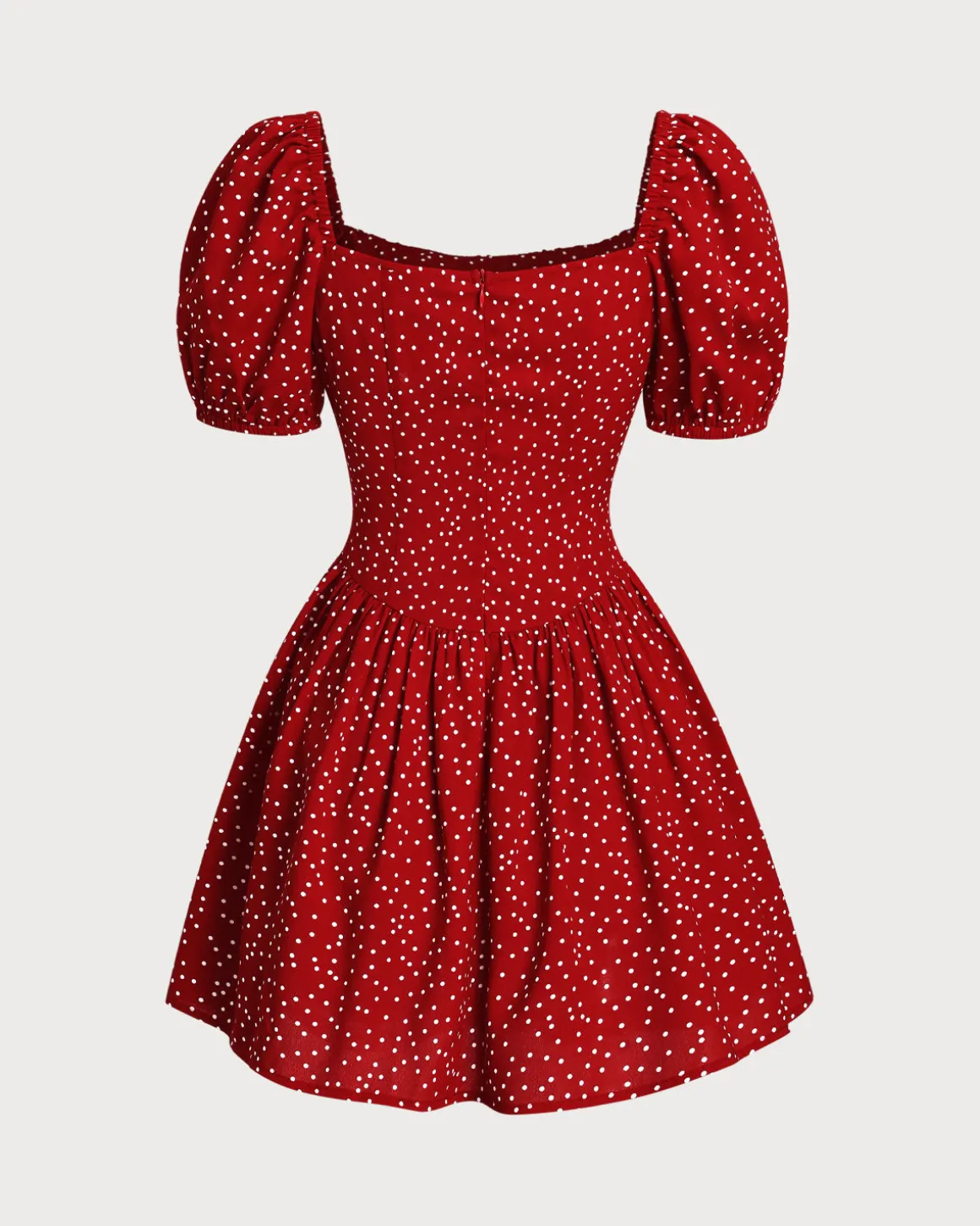 Red Polka Dot Square Neck Mini Dress