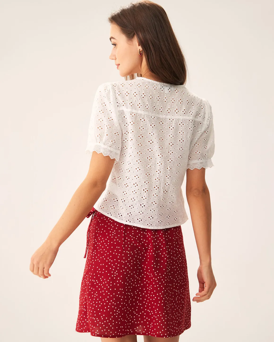 Red Polka Dot Wrap Mini Skirt