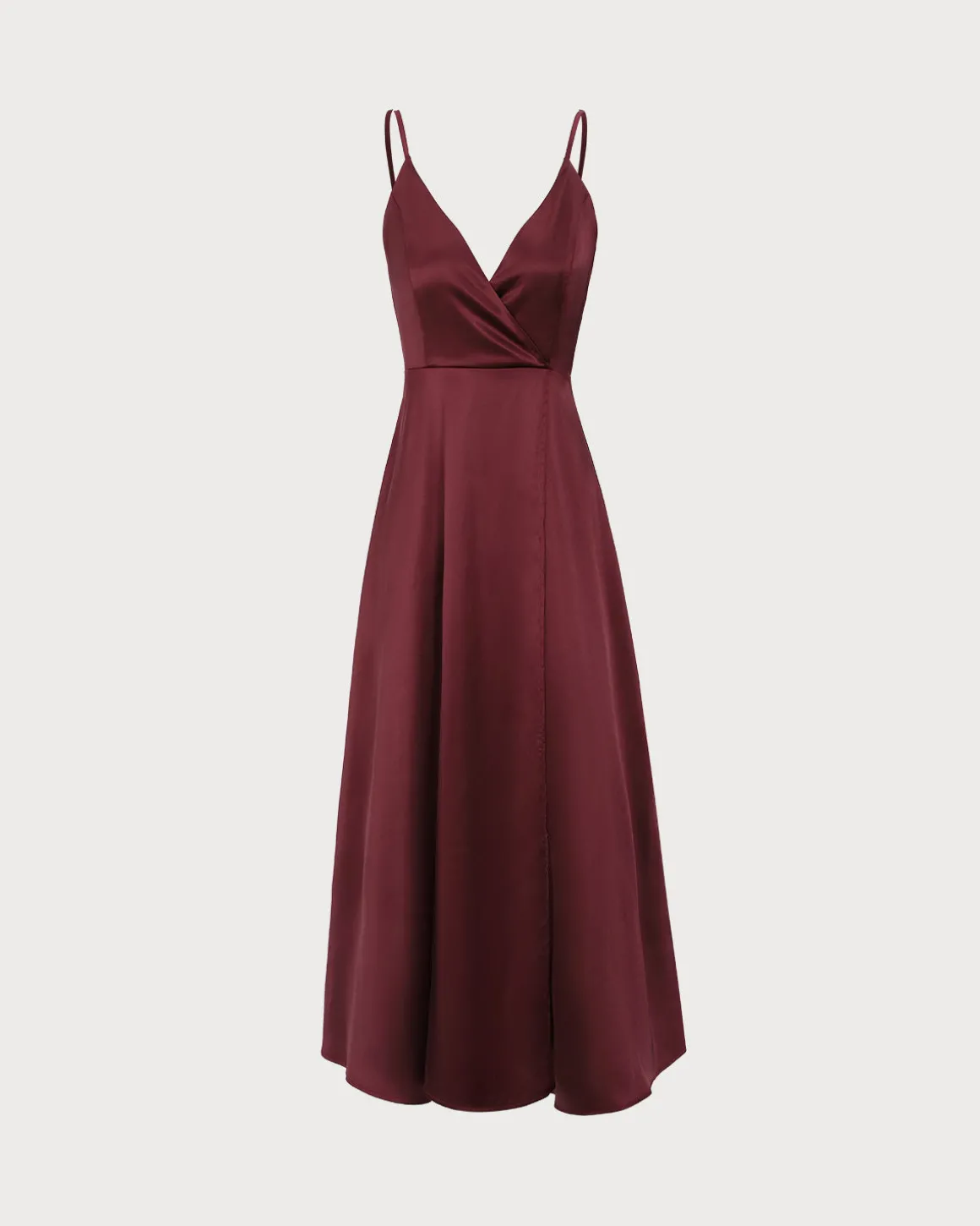 Red Satin Slit Maxi Dress
