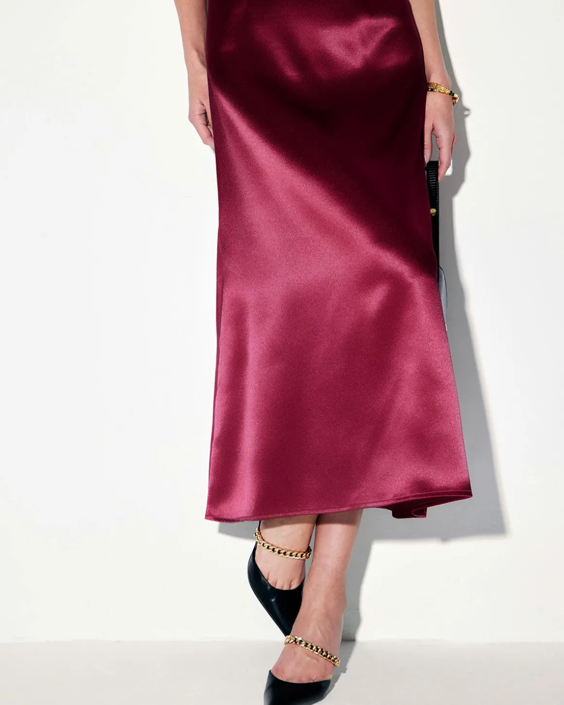 Red Satin Square Neck Slip Maxi Dress