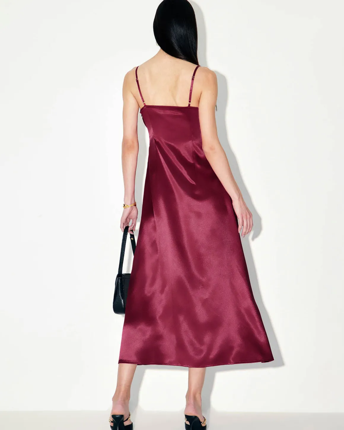 Red Satin Square Neck Slip Maxi Dress