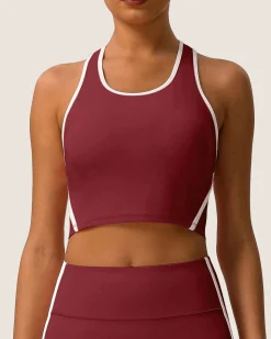 Red Scoop Neck Yoga Tank Top - Light Support