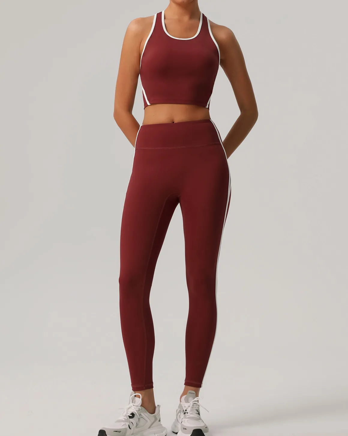 Red Scoop Neck Yoga Tank Top - Light Support