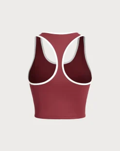 Red Scoop Neck Yoga Tank Top - Light Support