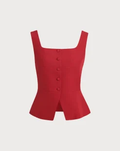 Red Skirt Two Piece Set
