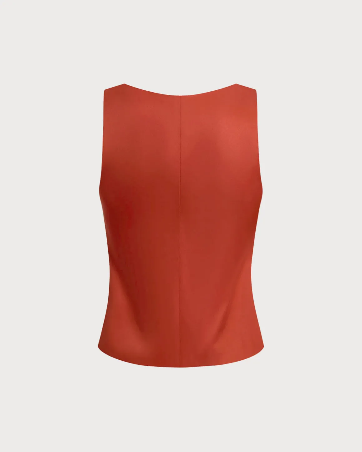 Red Square Neck Button Vest