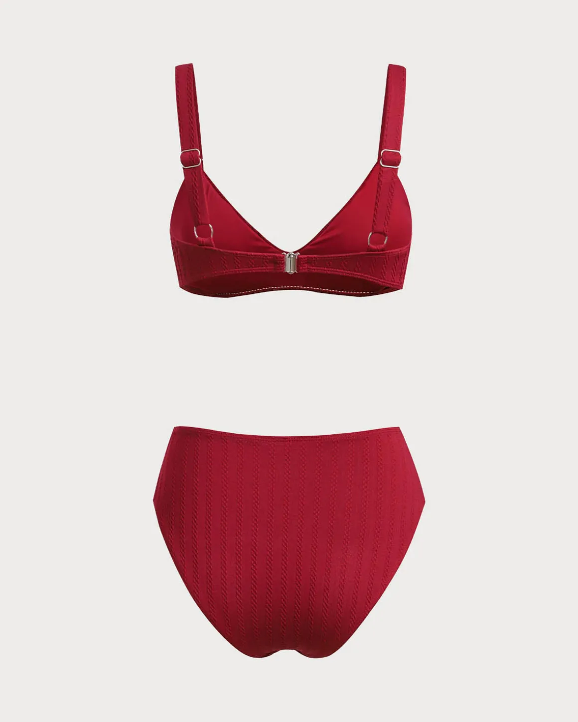 Red Square Neck O-Ring Bikini Set