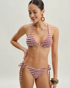 Red Striped Triangle Bikini Set