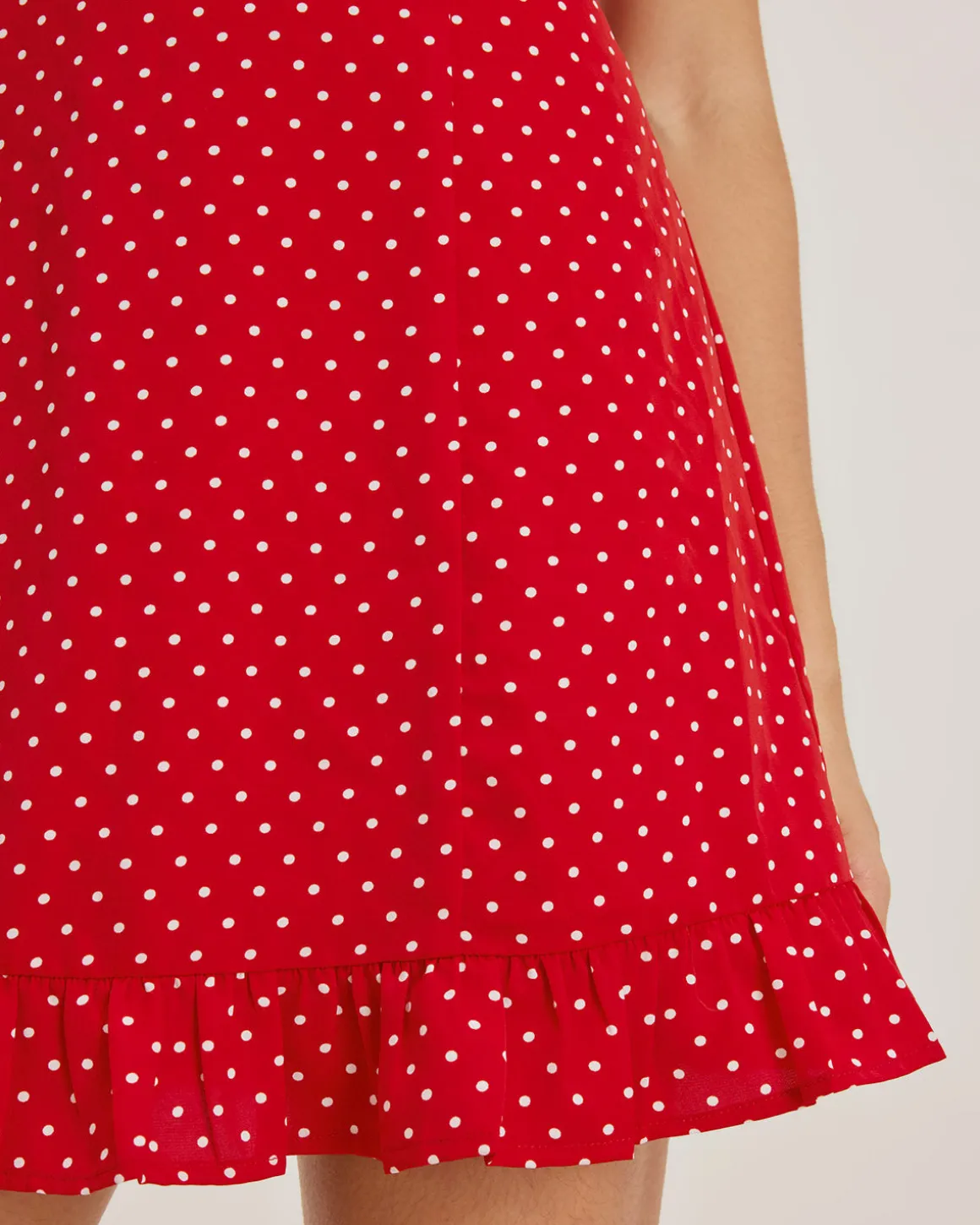 Red Sweetheart Neck Ruffle Slip Mini Dress