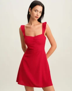 Red Sweetheart Neck Slip Mini Dress