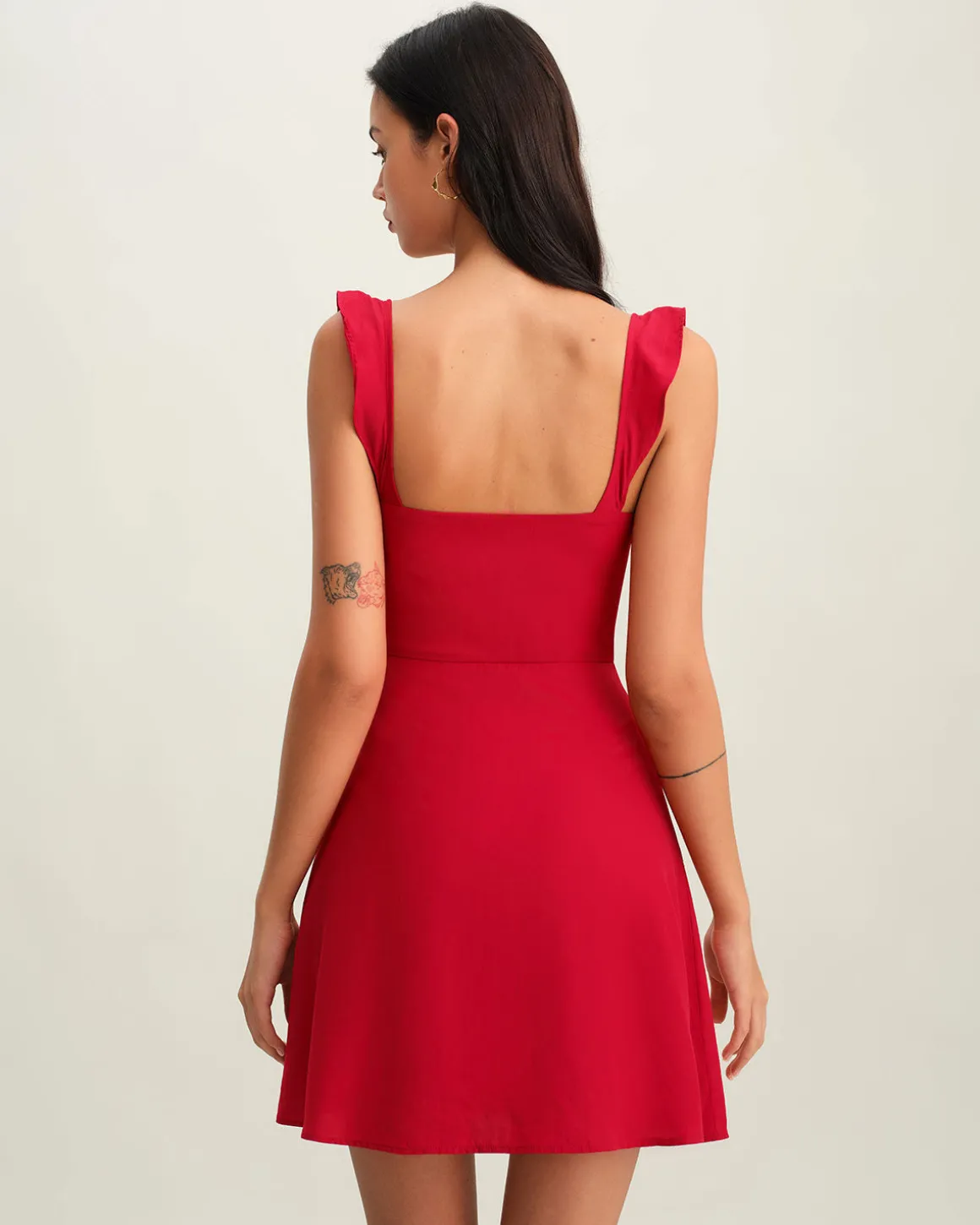 Red Sweetheart Neck Slip Mini Dress