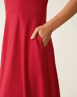 Red Sweetheart Neck Slip Maxi Dress