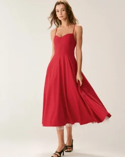 Red Sweetheart Neck Slip Maxi Dress