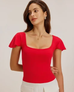 Red U Neck Slim T-shirt