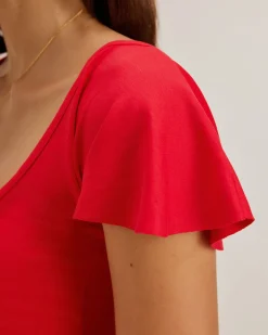 Red U Neck Slim T-shirt