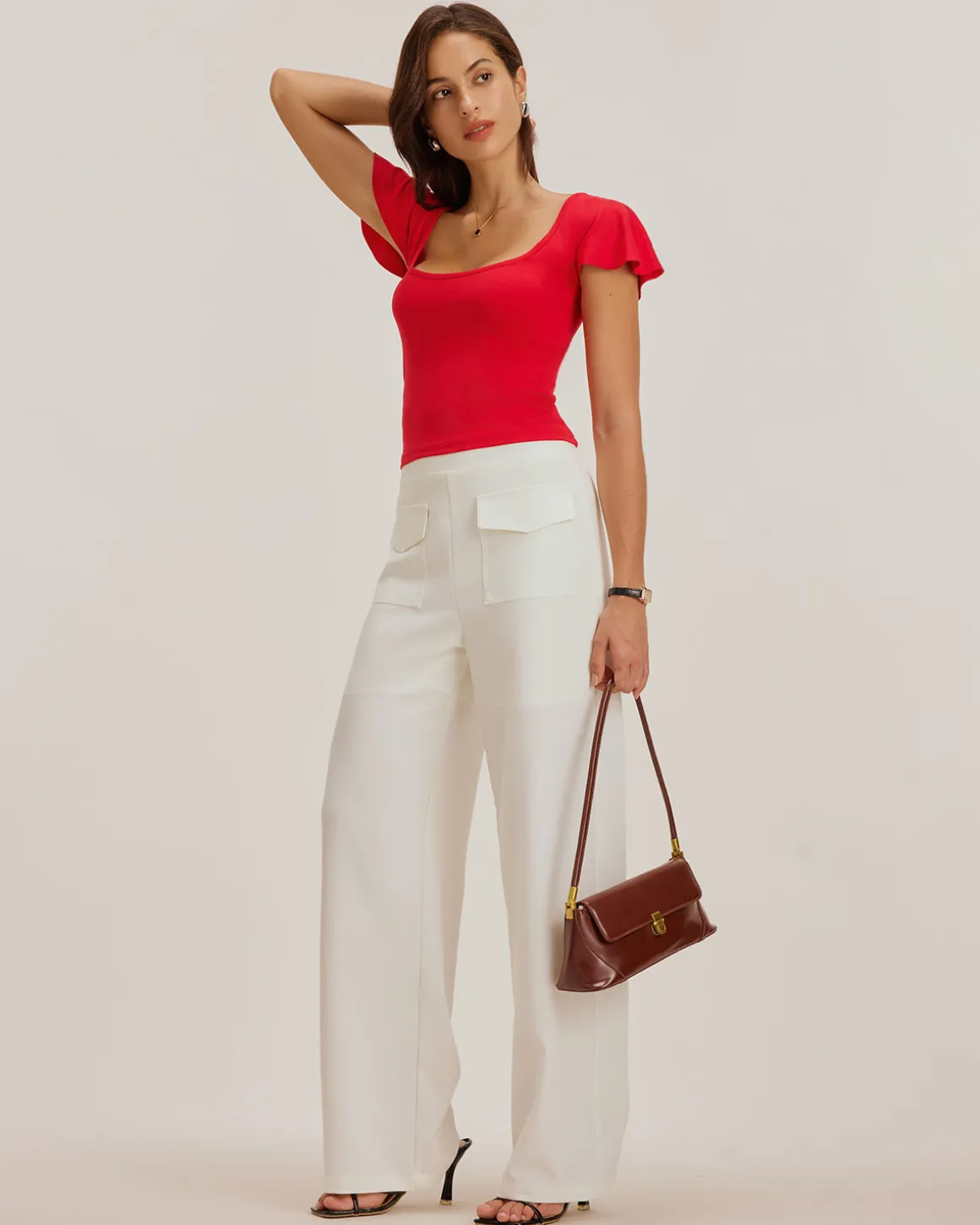 Red U Neck Slim T-shirt