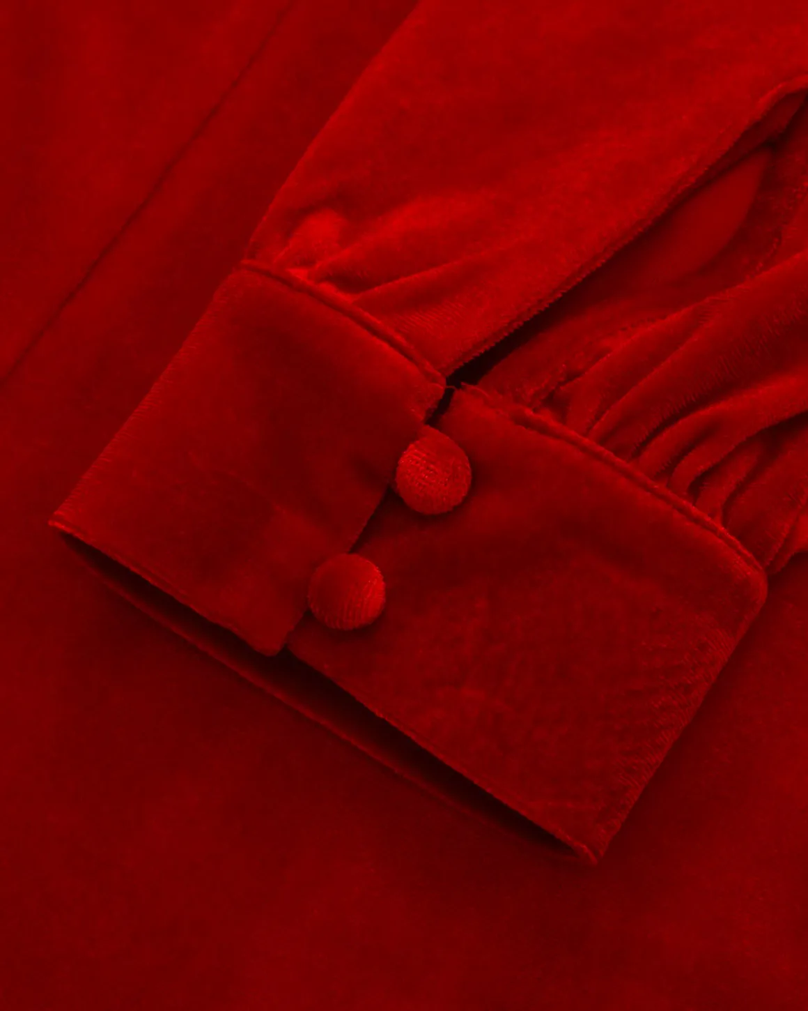 Red Velvet Puffed Sleeve A-Line Mini Dress