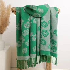 RHchic-The Floral Jacquard Wool Throw Blanket