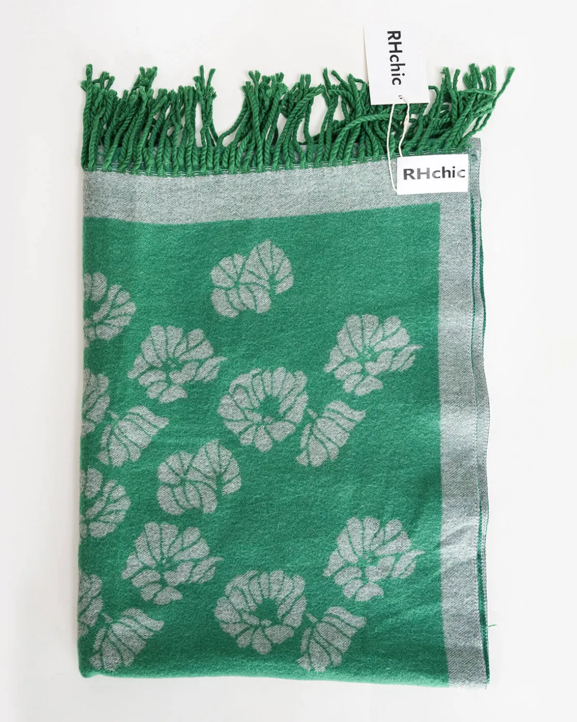 RHchic-The Floral Jacquard Wool Throw Blanket