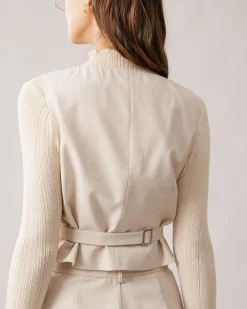 The Apricot Round Neck Button Up Waistcoat