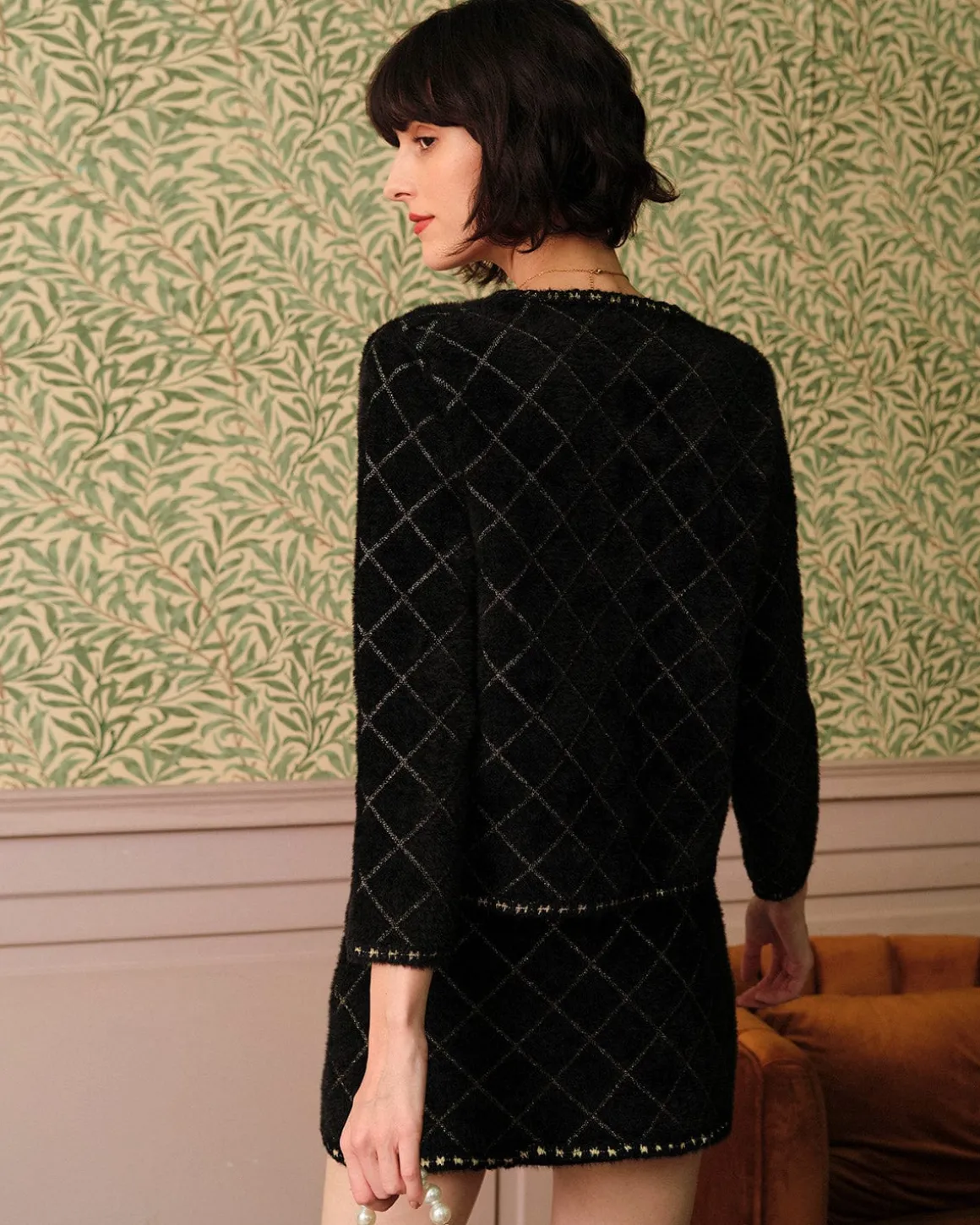 The Argyle Cardigan And Mini Skirt Set