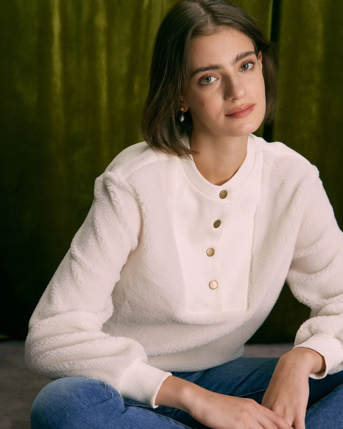 The Beige Teddy Patchwork Sweatshirt