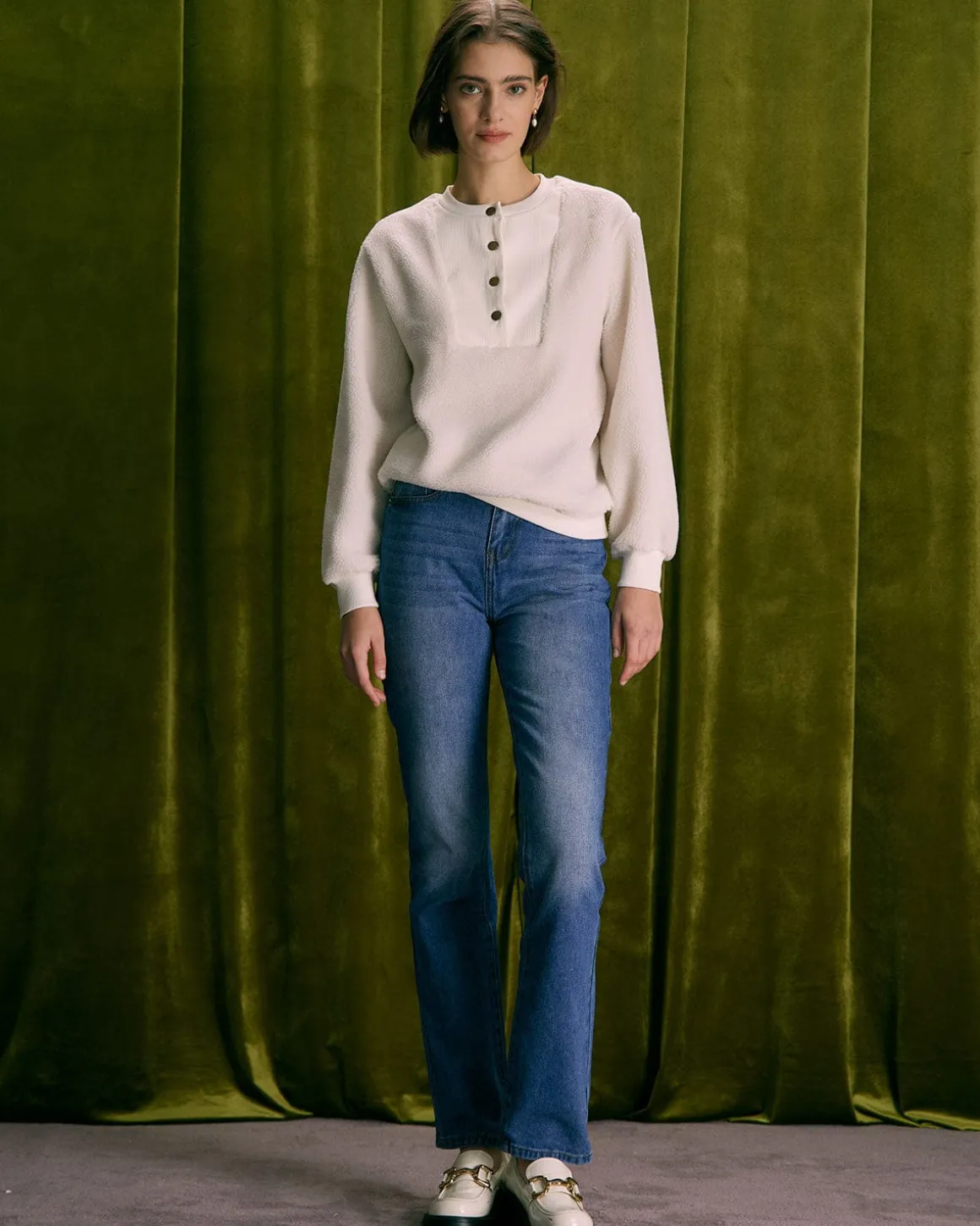 The Beige Teddy Patchwork Sweatshirt