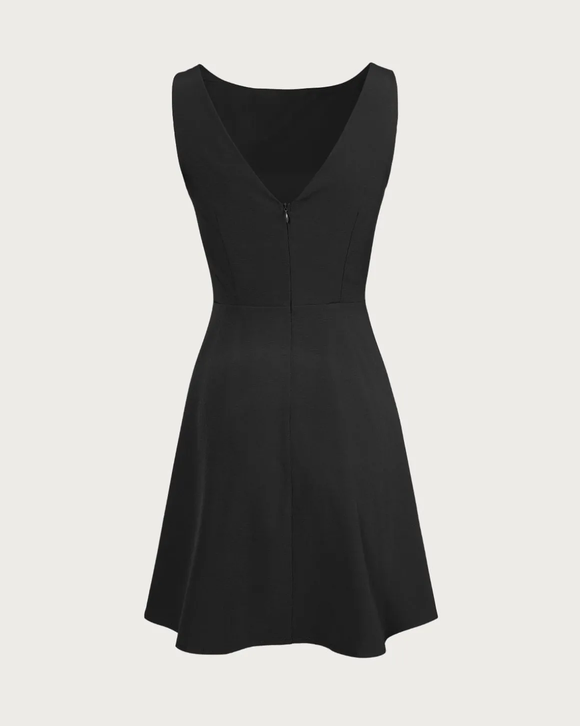 The Black Boat Neck High Waisted Mini Dress