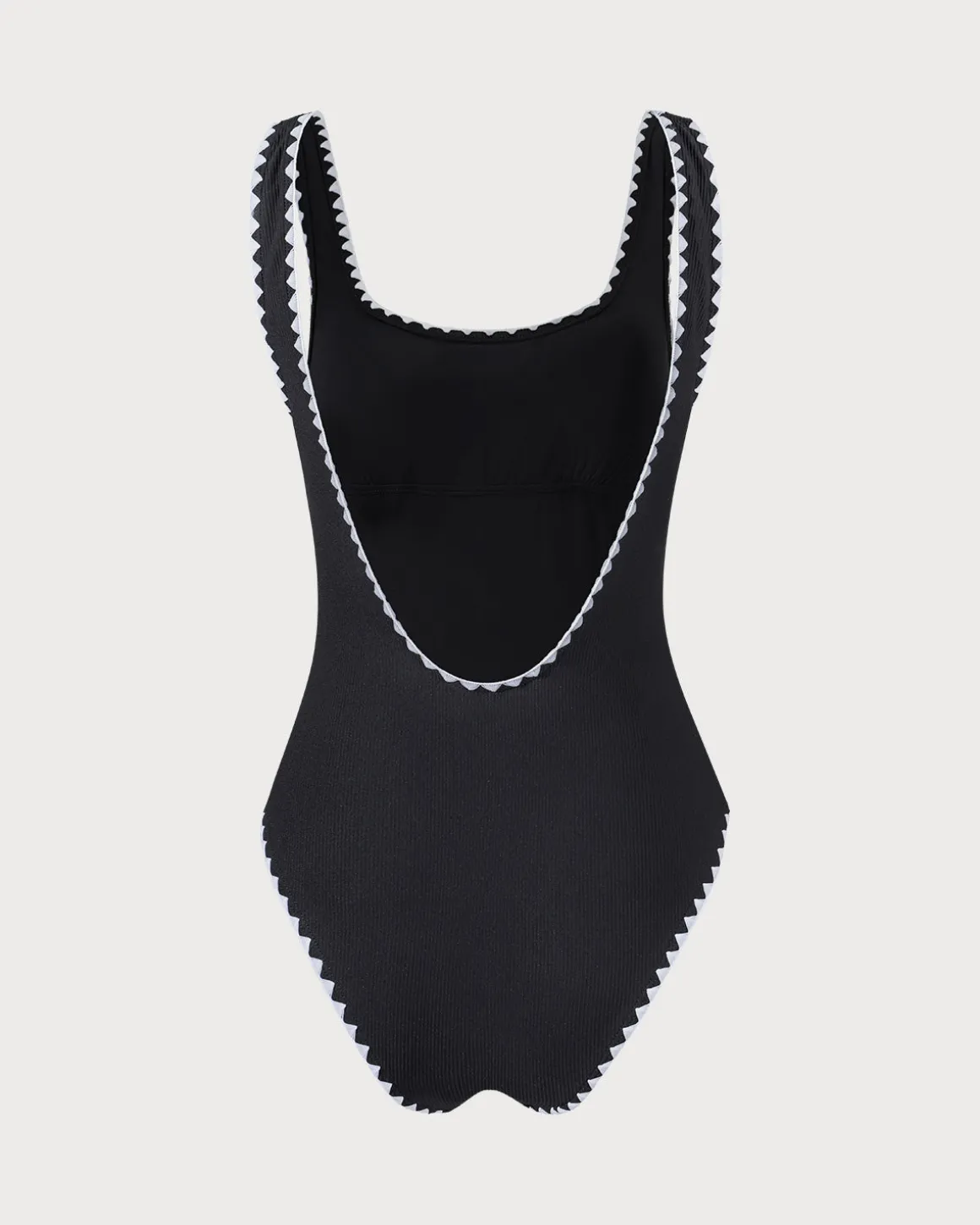 The Black Contrast Ribbed One-Piece Swimsuit