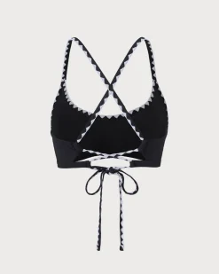 The Black Contrast Ribbed Bikini Top