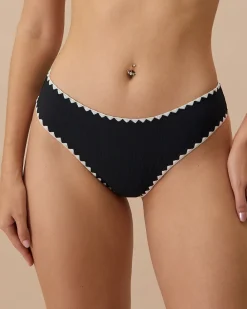 The Black Contrast Ribbed Bikini Bottom