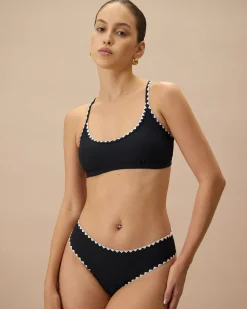 The Black Contrast Ribbed Bikini Bottom