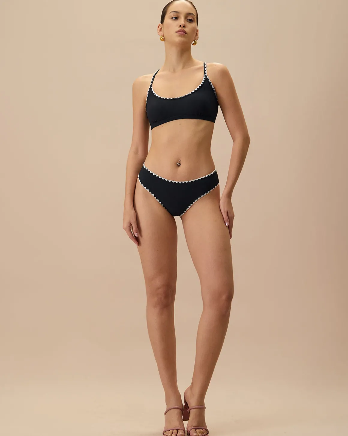 The Black Contrast Ribbed Bikini Bottom