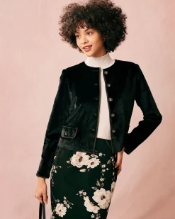 The Black Crew Neck Velvet Jacket