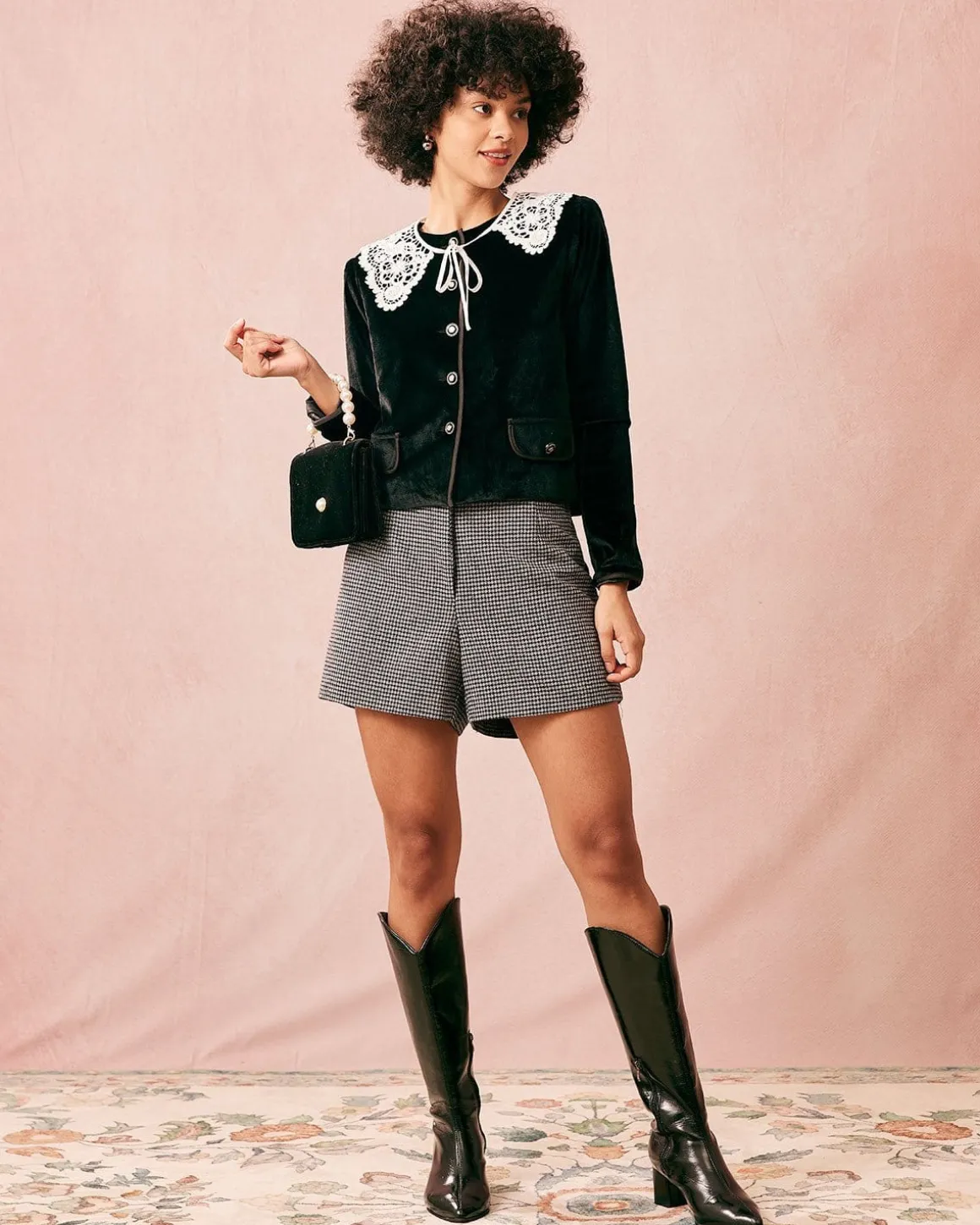 The Black Crew Neck Velvet Jacket