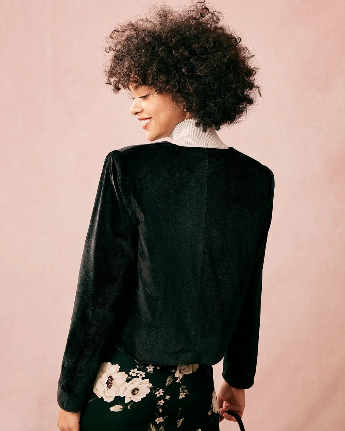 The Black Crew Neck Velvet Jacket