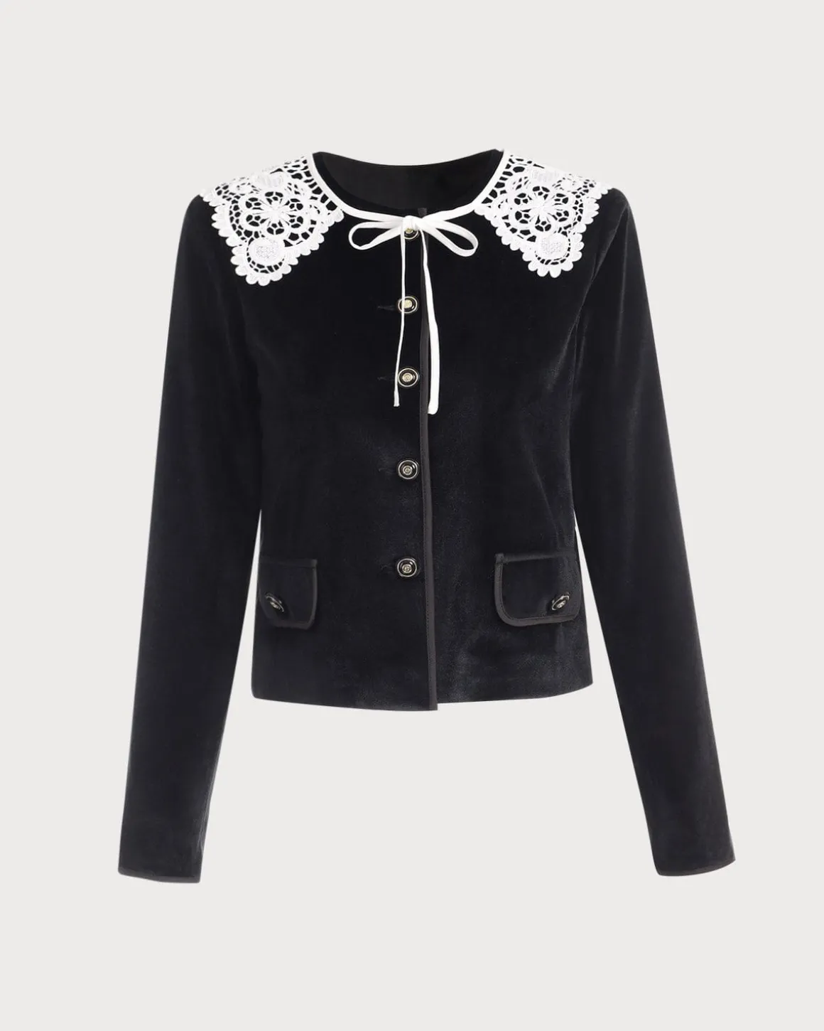 The Black Crew Neck Velvet Jacket