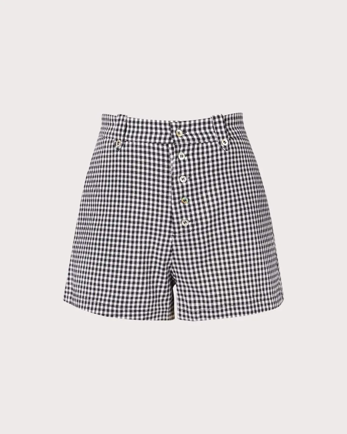 The Black High Waisted Button Up Plaid Shorts