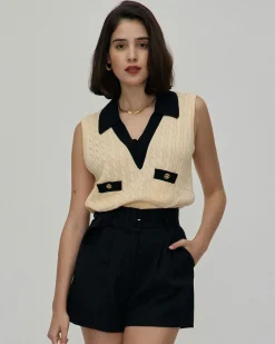 The Black High-waisted Pleated Belted Shorts