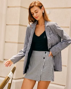 The Black Lapel Plaid Single-Breasted Blazer